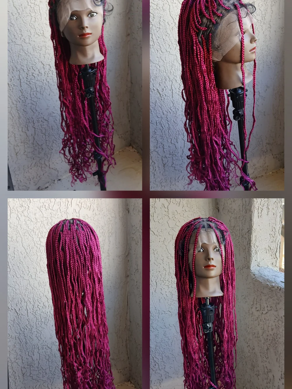 Vibrant Red Long Box Braid Wig - Lace Front